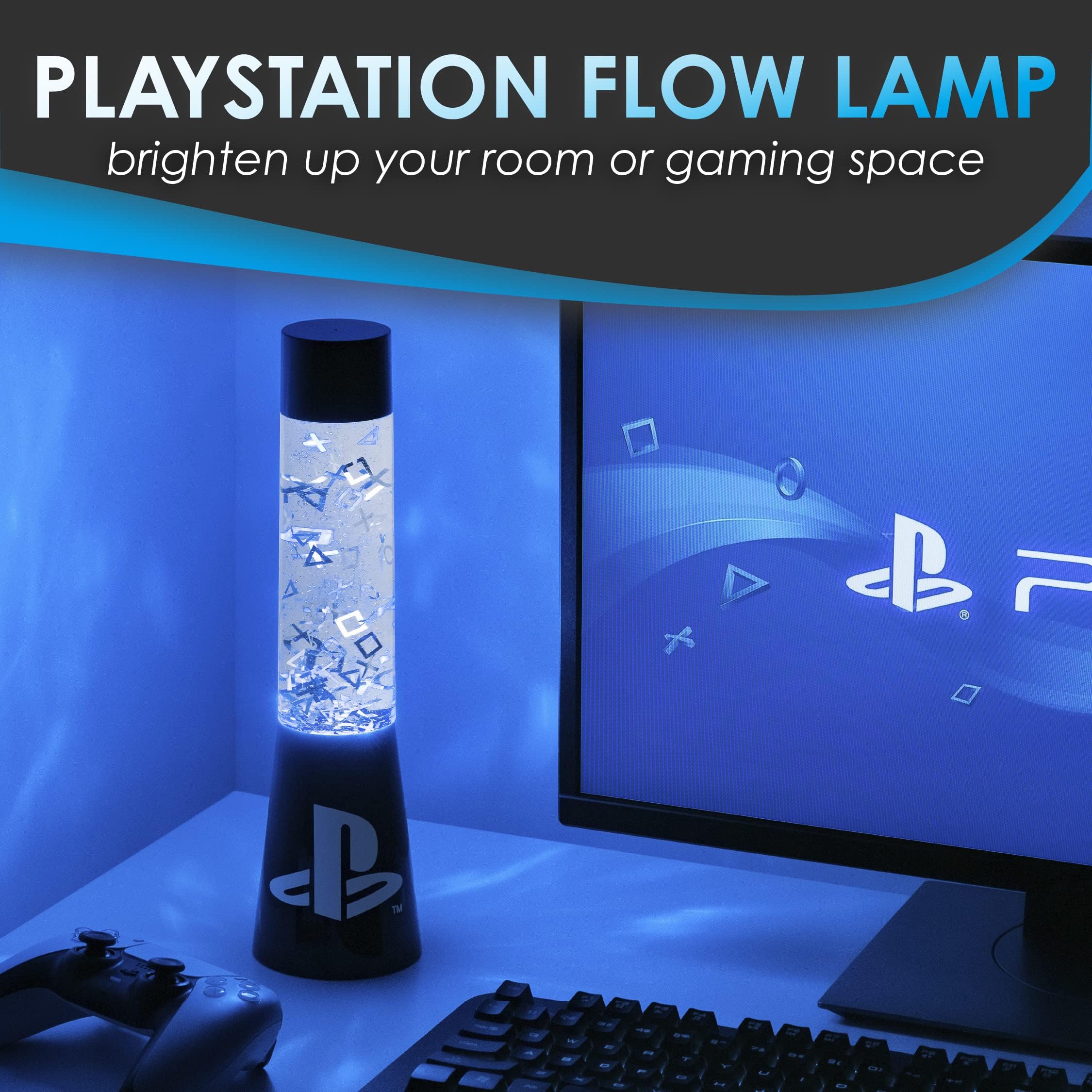 Paladone Playstation Flow-Lampe 33 cm Glitzer Blau USB