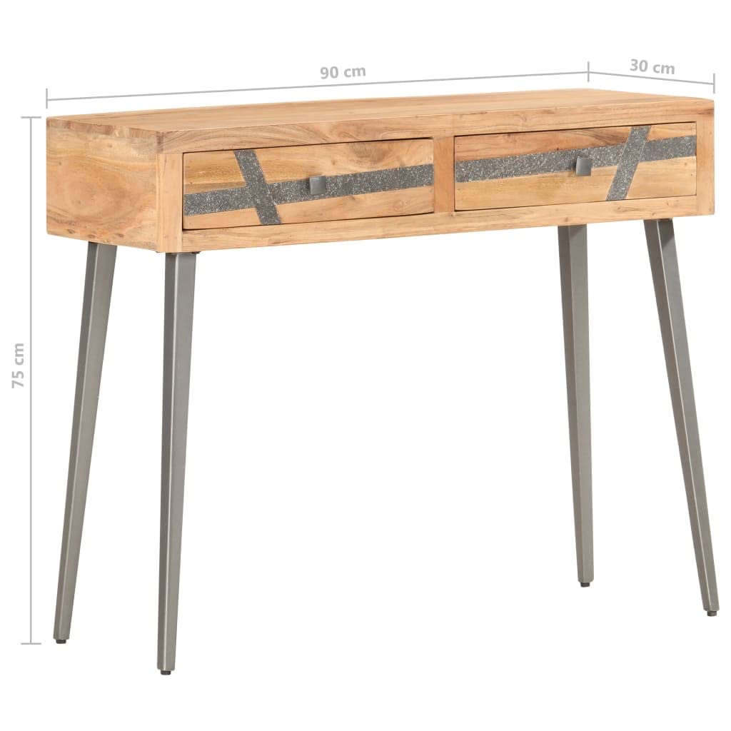 vidaXL Möbel Konsolentisch 90x30x75cm Akazienholz 2 Schubladen