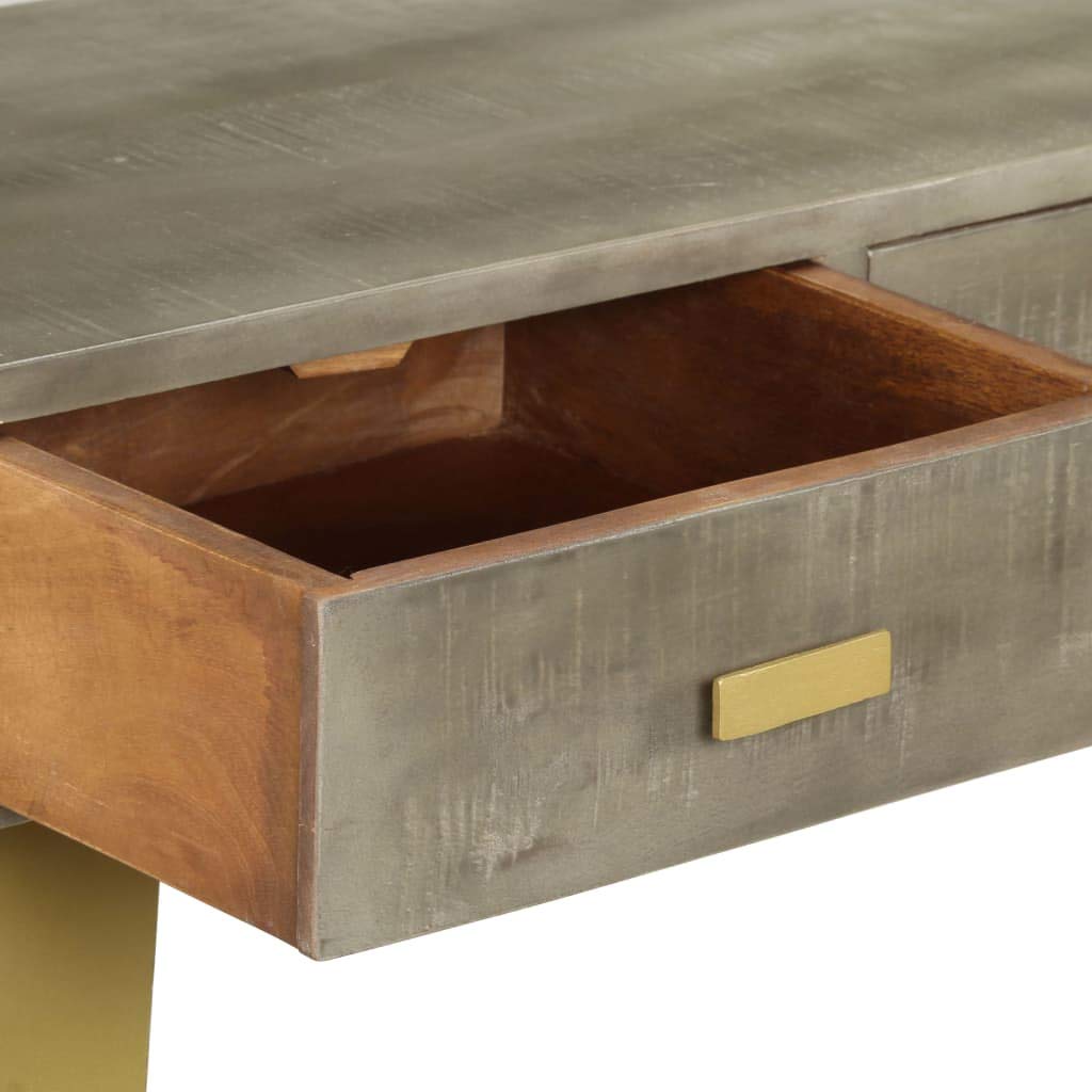 vidaXL Möbel Konsolentisch 110x35x76 Grau Mango 3 Schubladen