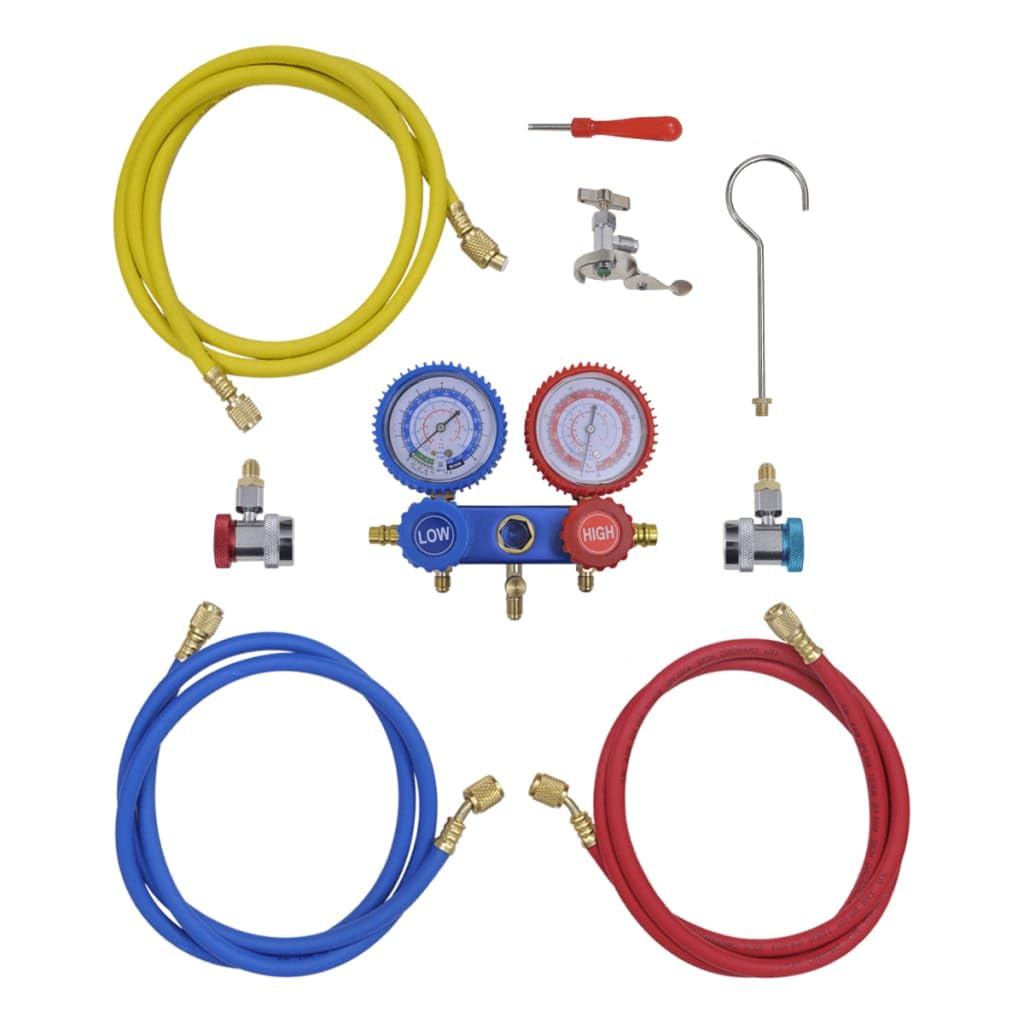 vidaXL Zweiwege-Verteiler-Set Manometer für Klimaanlage