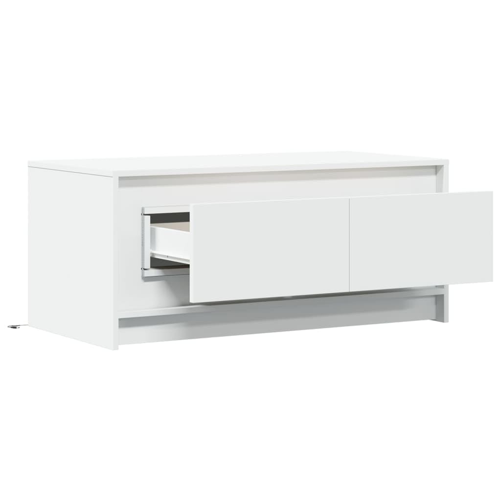 vidaXL LED Couchtisch weiß Holzwerkstoff 100x50 cm