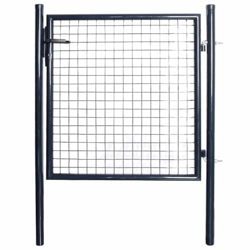 vidaXL Maschen-Gartentor Stahl verzinkt 100x100 cm grau