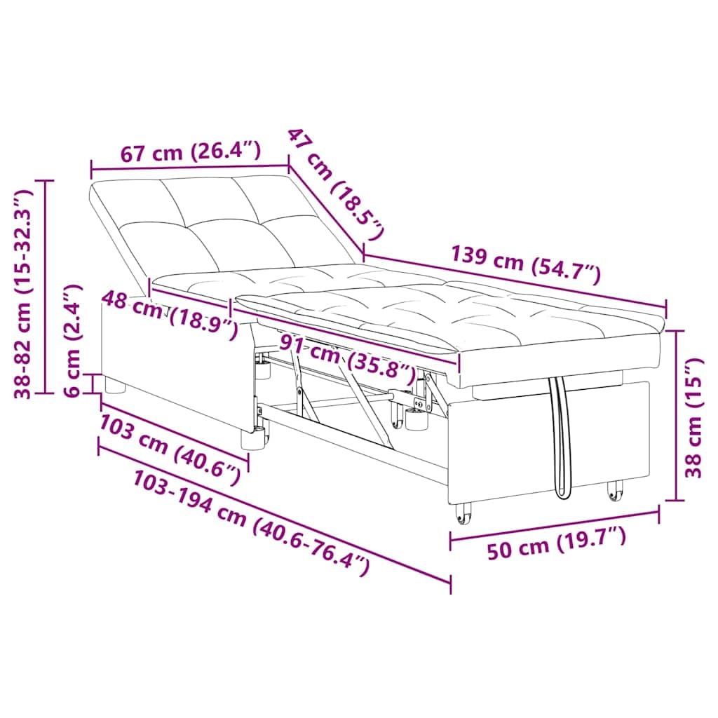 vidaXL Möbel Schlafsofa 194x67x82 Braun Stoff ausziehbar