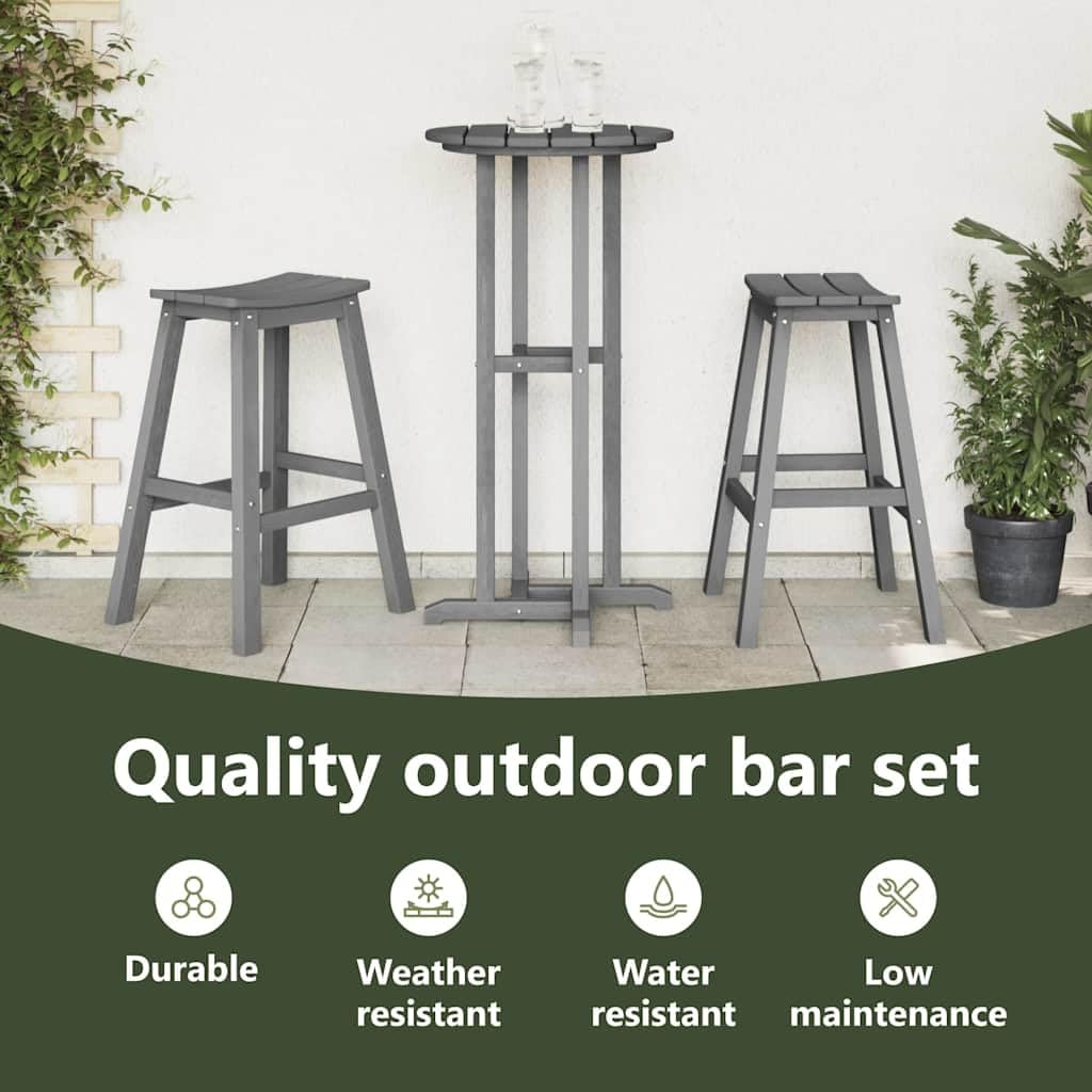 vidaXL Bar Set Hellgrau 3-tlg HDPE Garten