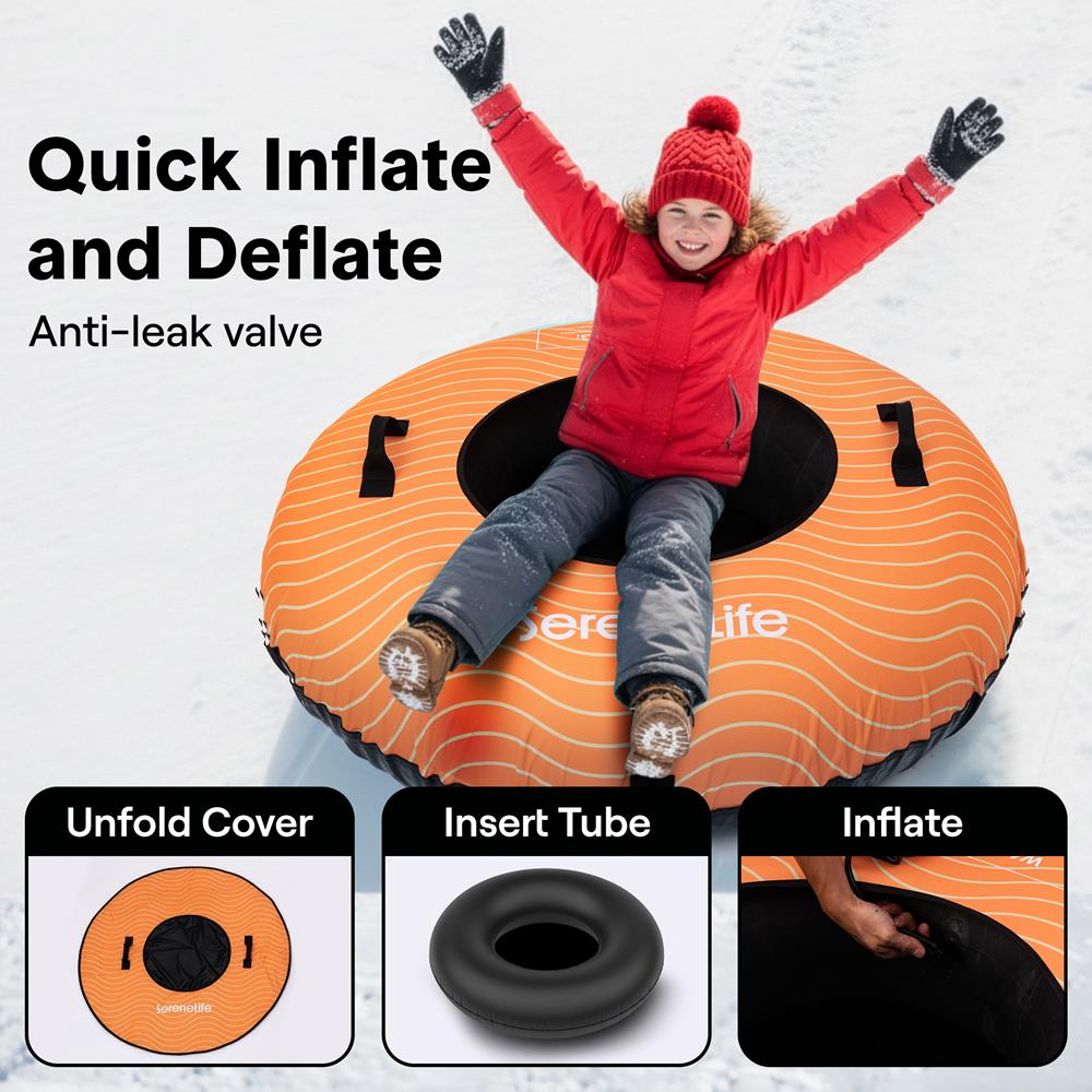 Serenelife Snow Tube 48 Zoll Schneereifen orange aufblasbar