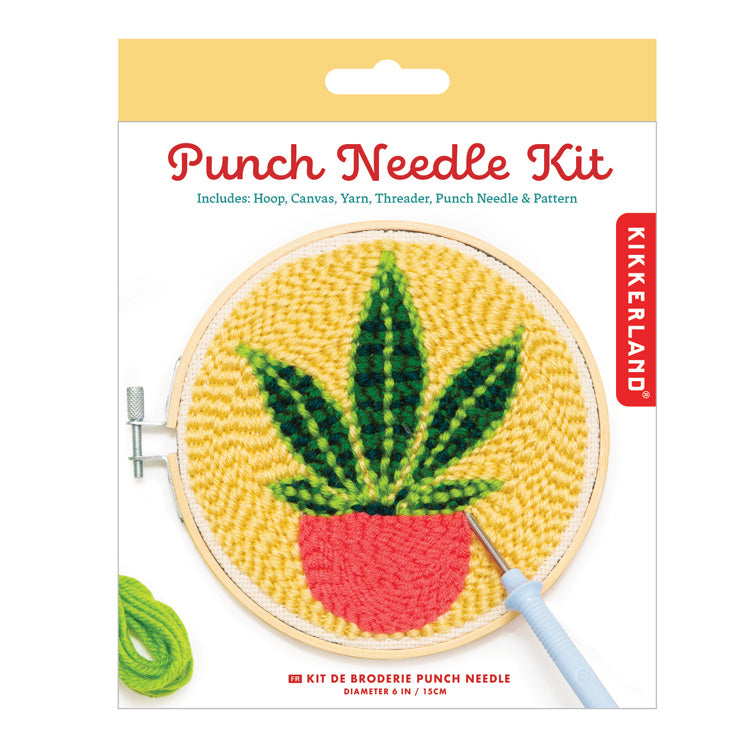 Kikkerland Plant Punch Needle Kit Stickset Pflanze mit Rahmen