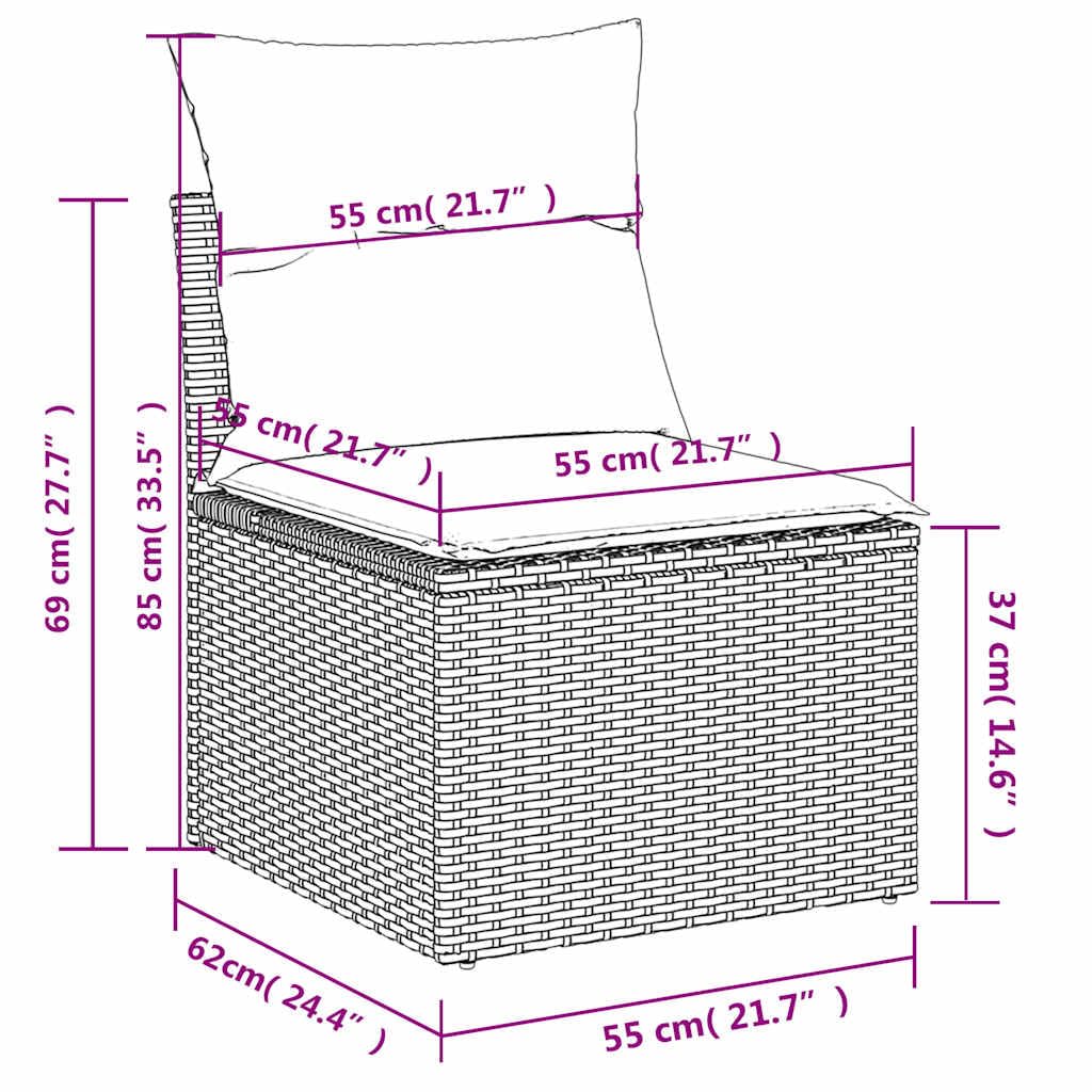 vidaXL 12-tlg Gartensofa-Set Polyrattan Schwarz-Blau