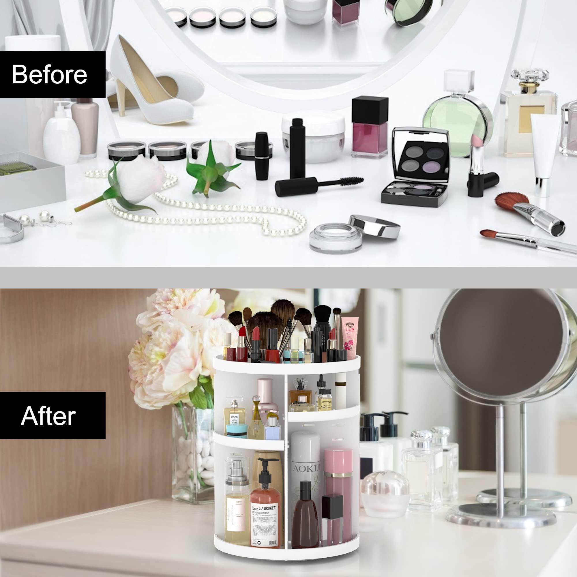 Intirilife Make-Up Organizer Weiß 360 Grad 30x23 cm