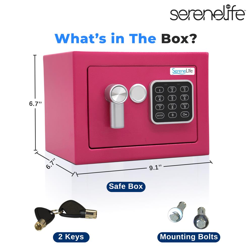 Serenelife Safe Box Tresor pink digital Stahl
