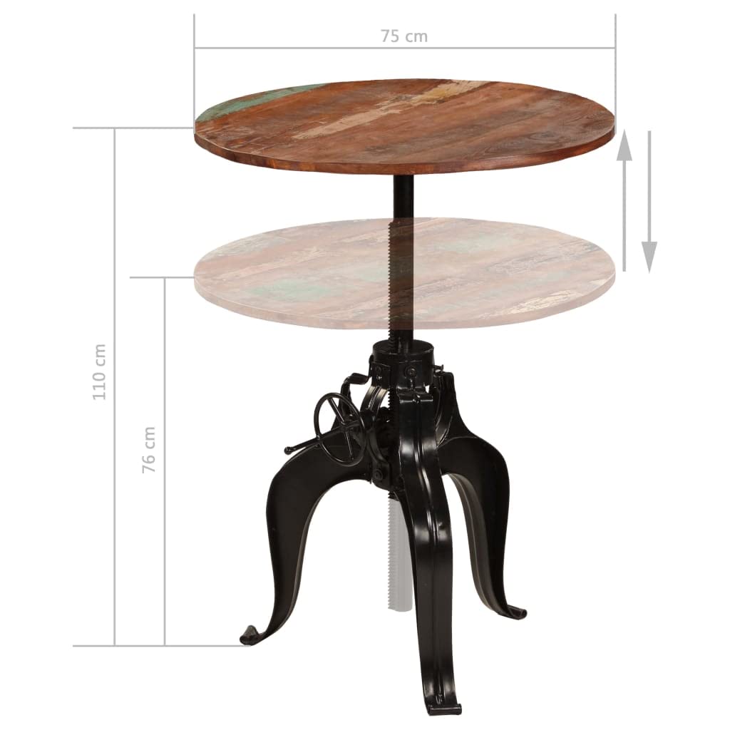 vidaXL Bartisch Altholz massiv 75x(76-110) cm Stehtisch