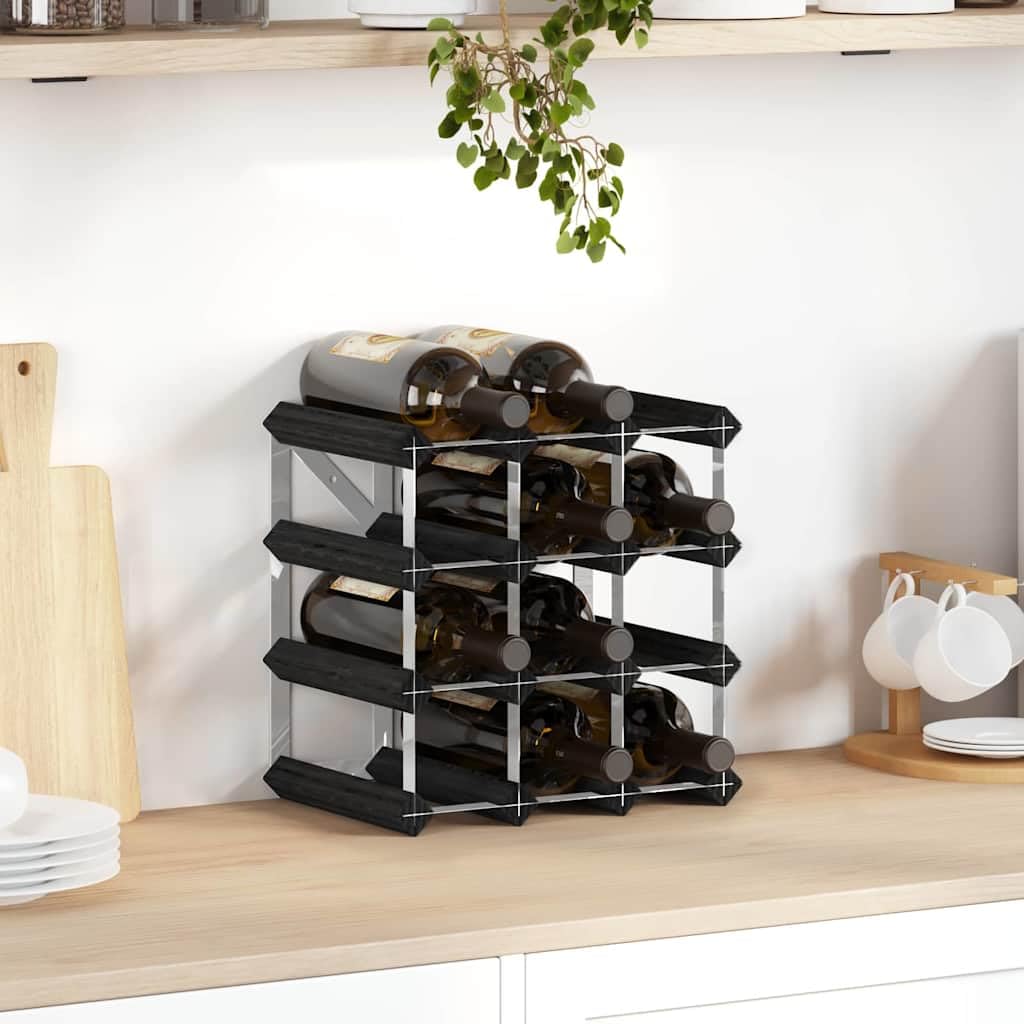 vidaXL Weinregal für 12 Flaschen Schwarz Massivholz Kiefer
