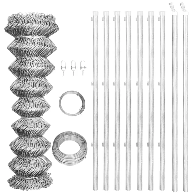 vidaXL Heim & Garten Maschendrahtzaun 15x0,8 m Silber verzinkt