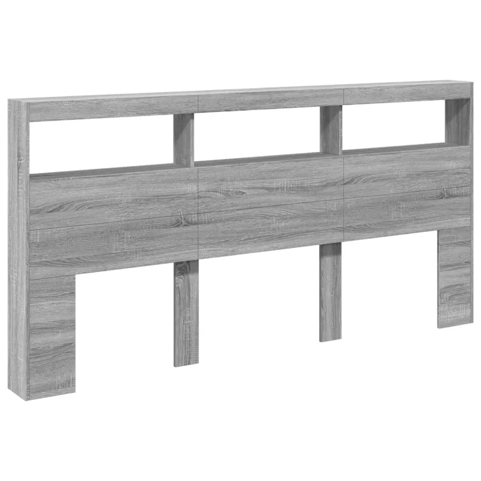 vidaXL Möbel LED-Kopfteil 200x17x102 cm Grau Sonoma Ablage