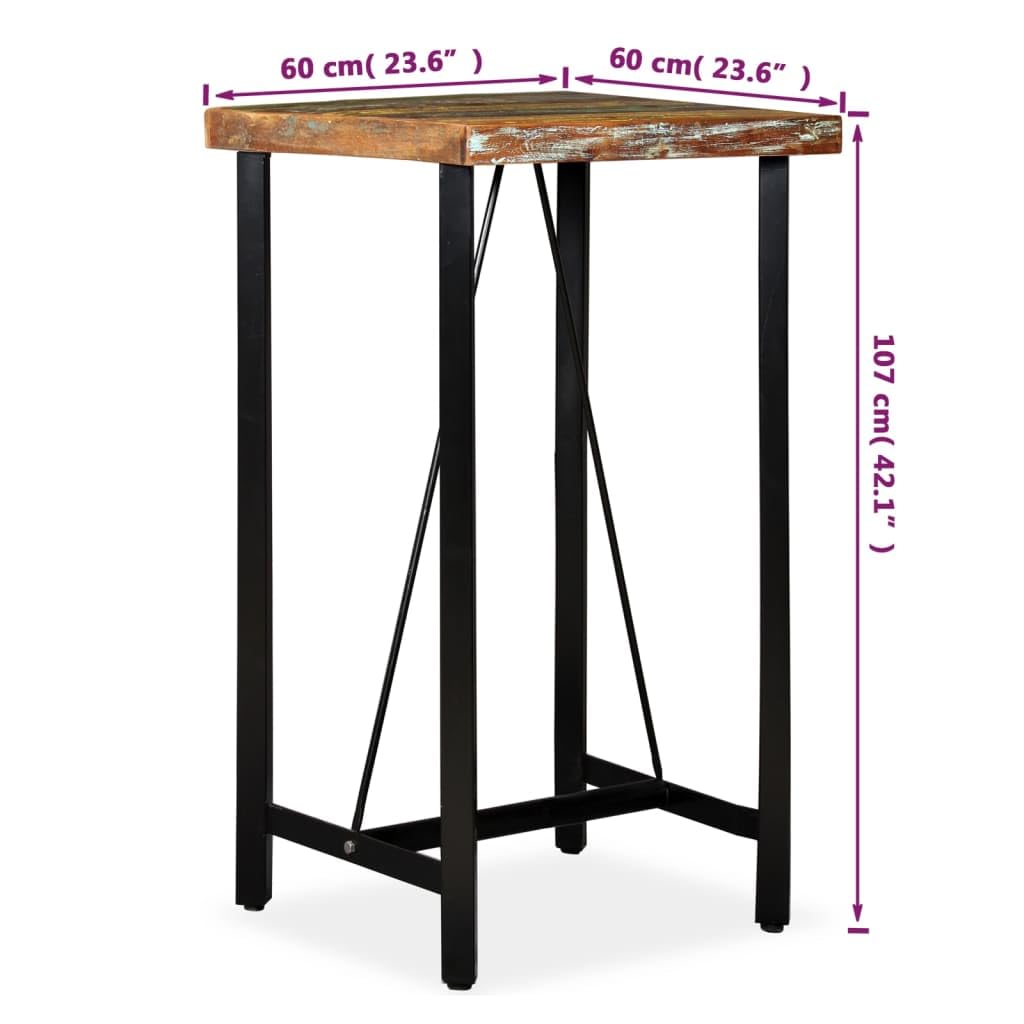 vidaXL Bartisch Altholz massiv 60x60x107 cm braun