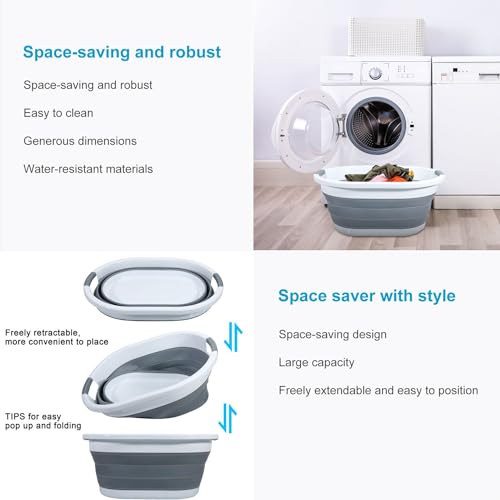 Intirilife Wäschekorb faltbar Grau-Weiß 36 L 61x44,5 cm
