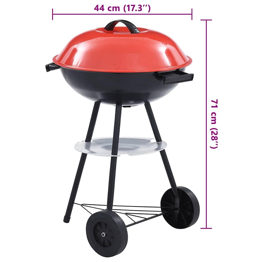 vidaXL Heim & Garten Kugelgrill Holzkohle 44cm mit Rädern