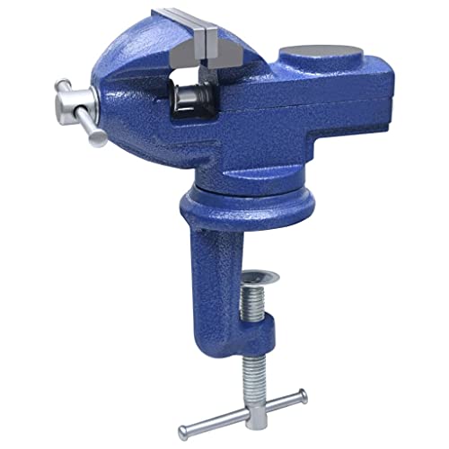 vidaXL Schraubstock Drehbar 60 mm Blau Gusseisen Mini