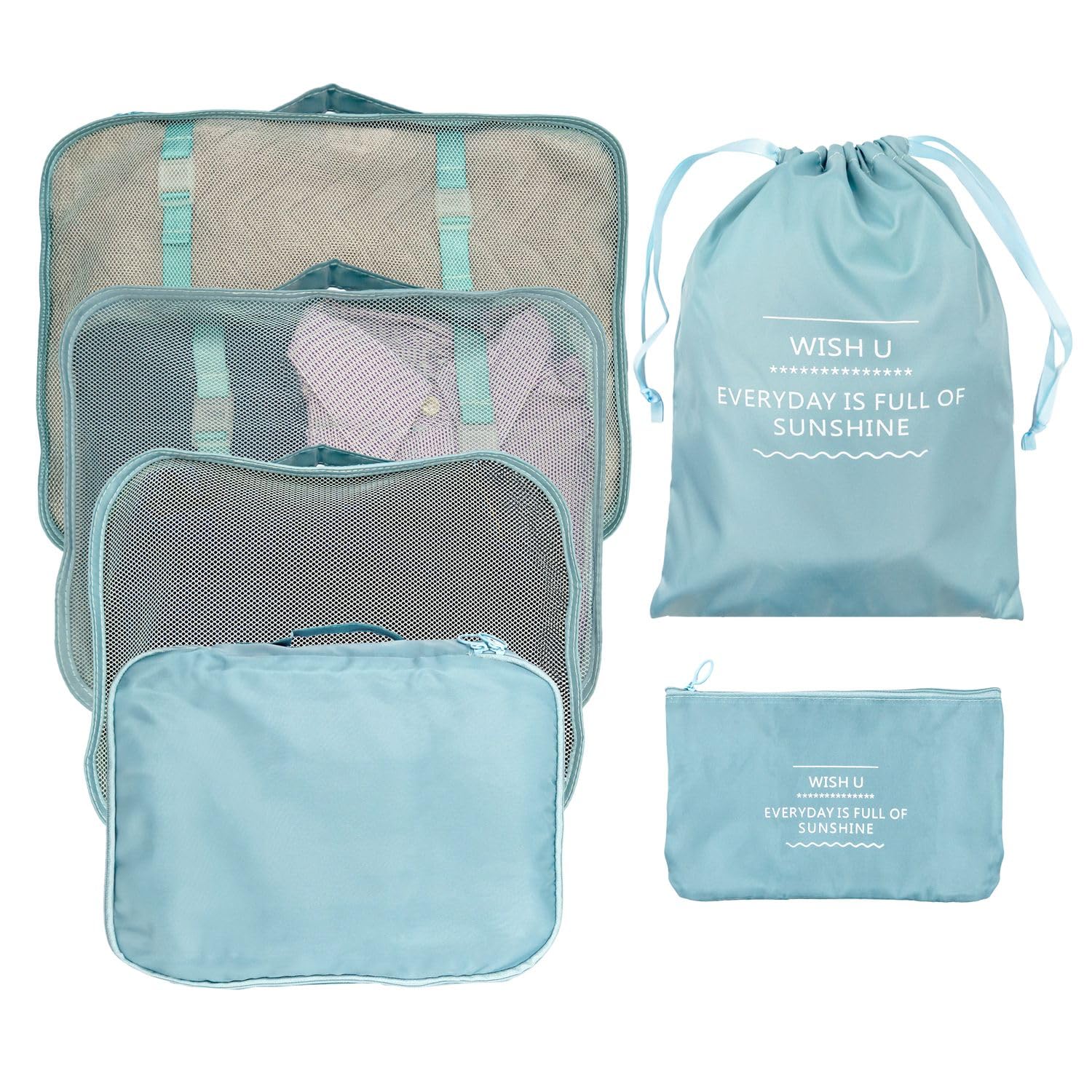 Intirilife Reiseset Babyblau 6-teilig Polyester Organizer