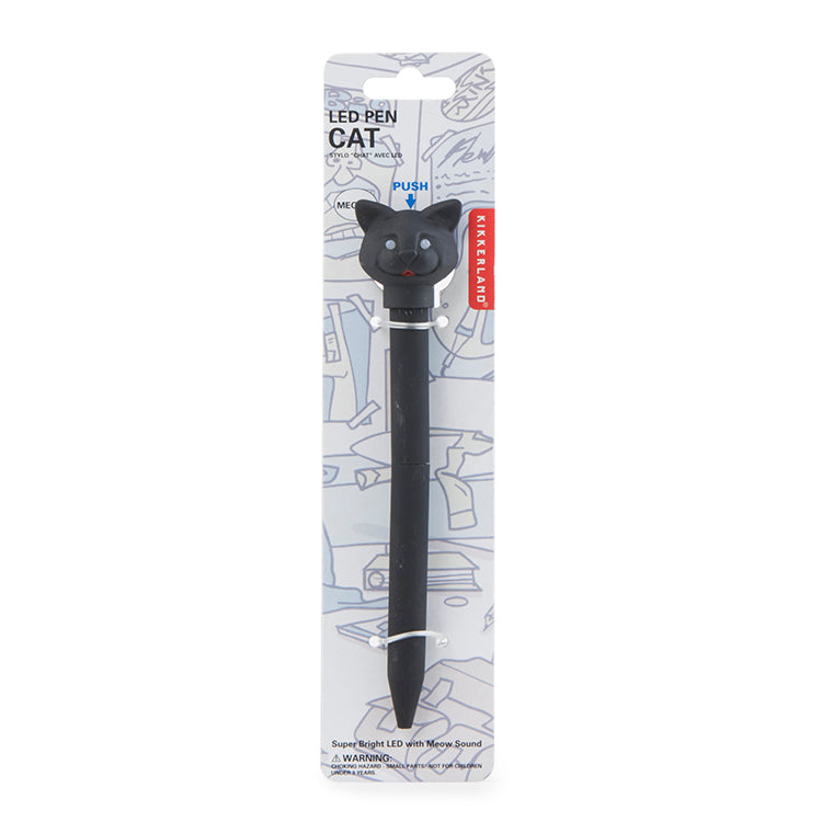 Kikkerland Cat LED Pen Kugelschreiber schwarz nachfüllbar