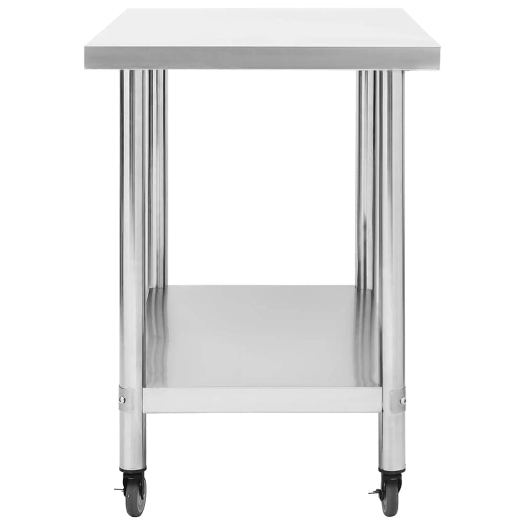 vidaXL Arbeitstisch Rollen Edelstahltisch 100x60x85 cm Silber
