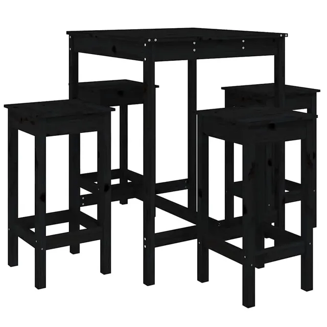 vidaXL 5-tlg. Gartenbar-Set Bartisch schwarz ohne Lehne