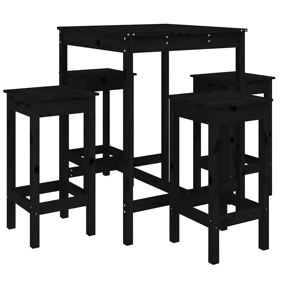 vidaXL 5-tlg. Gartenbar-Set Bartisch schwarz ohne Lehne