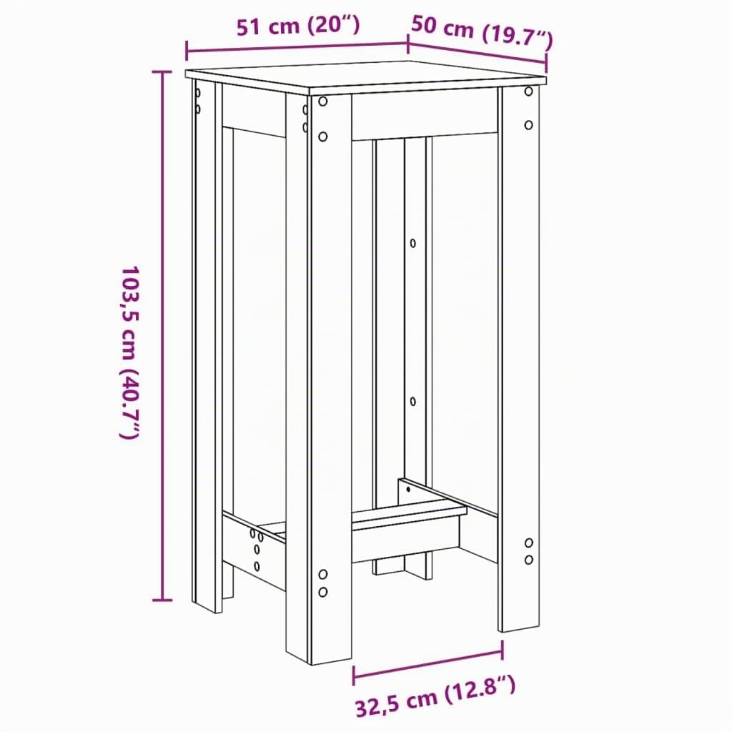 vidaXL Bartisch Weiß 51x50x103,5 cm Holzwerkstoff