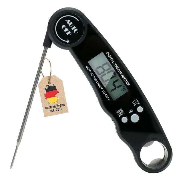 Intirilife Küche Küchenthermometer Schwarz Digital Faltbar