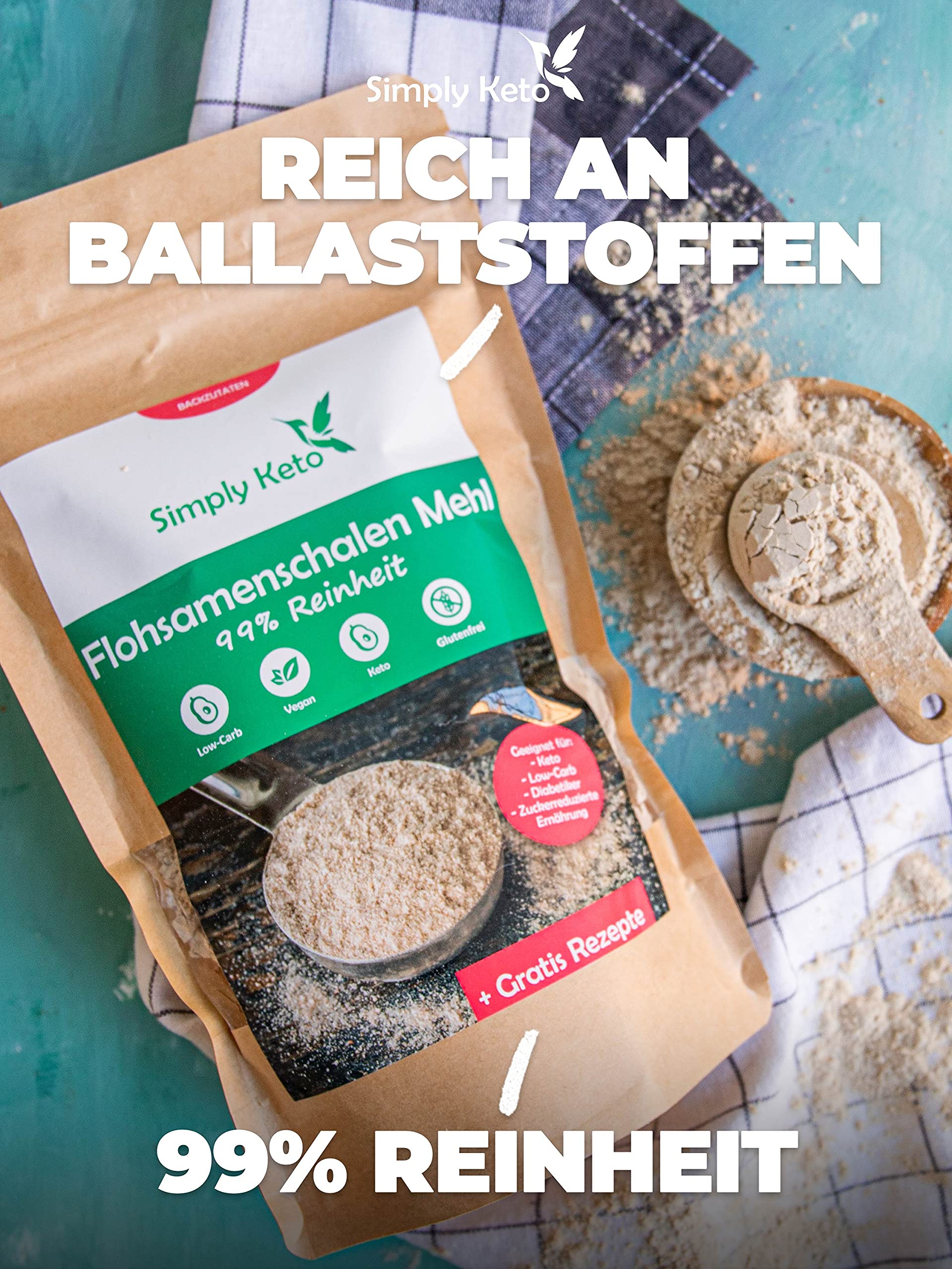 Keto Flohsamenschalen gemahlen 500 g glutenfrei