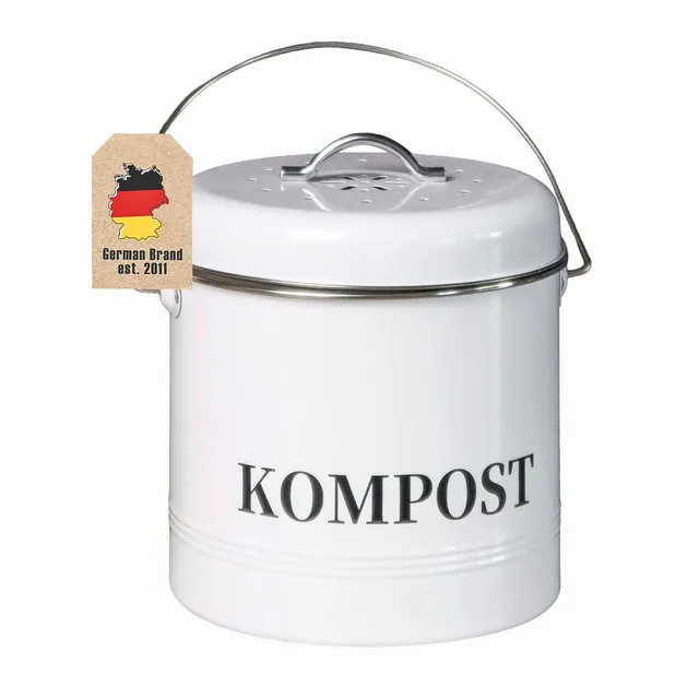 Intirilife Komposteimer 3 Liter Weiss Eisen Geruchsdicht Bio
