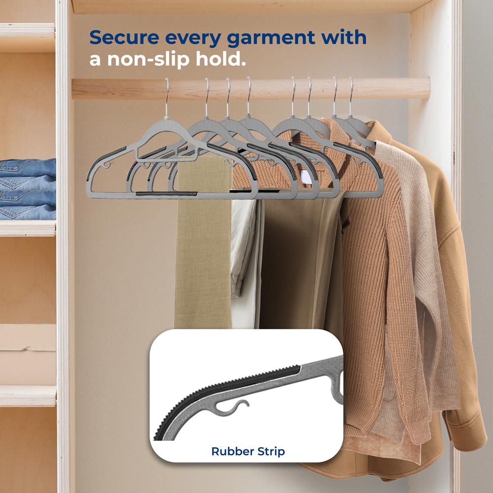 Serenelife Storage Kleiderbügel 30er-Set Grau rutschfest