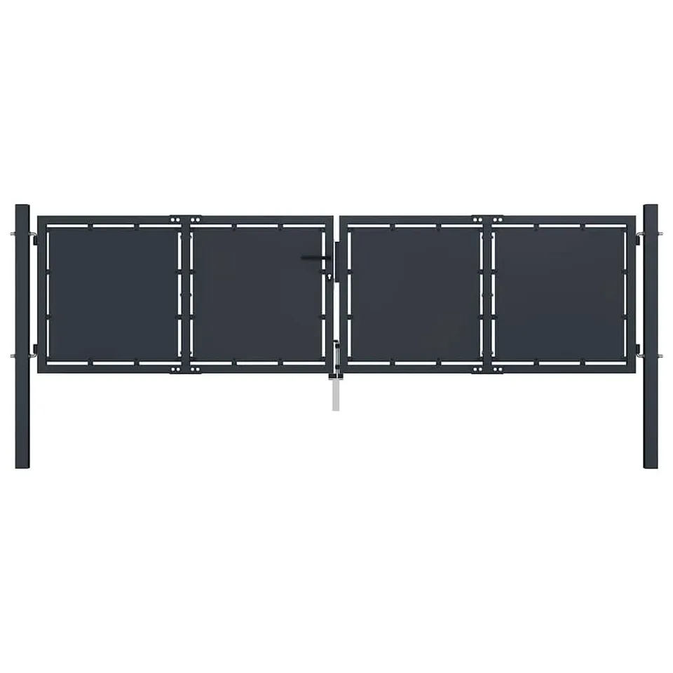 vidaXL Gartentor Doppeltor Stahl Anthrazit 300x125 cm