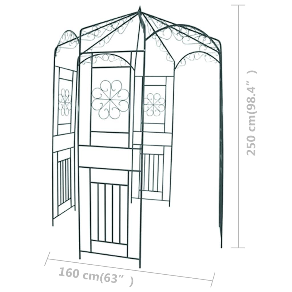 vidaXL Rosenpavillon 250 cm Schmiedeeisen dunkelgrün Rankhilfe