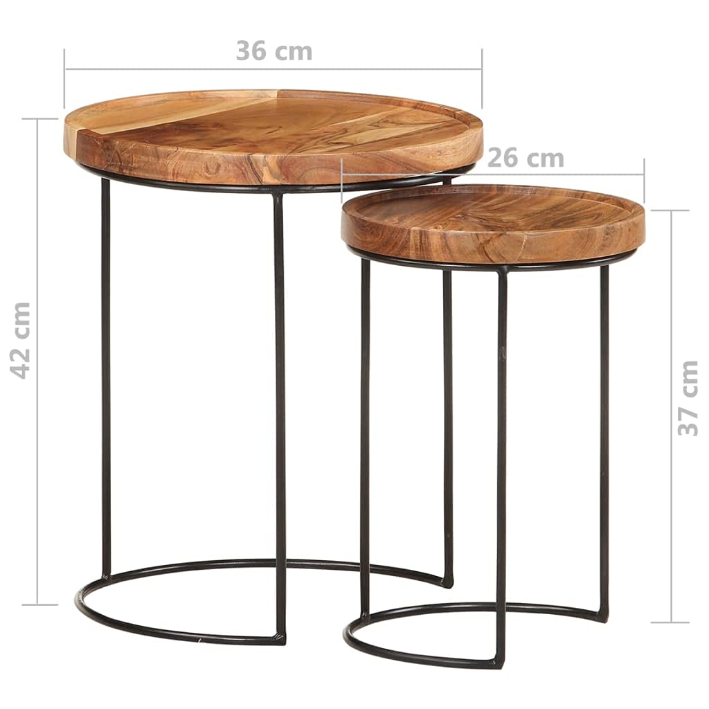 vidaXL Möbel Couchtisch Set 2-TLG Akazienholz Beistelltisch