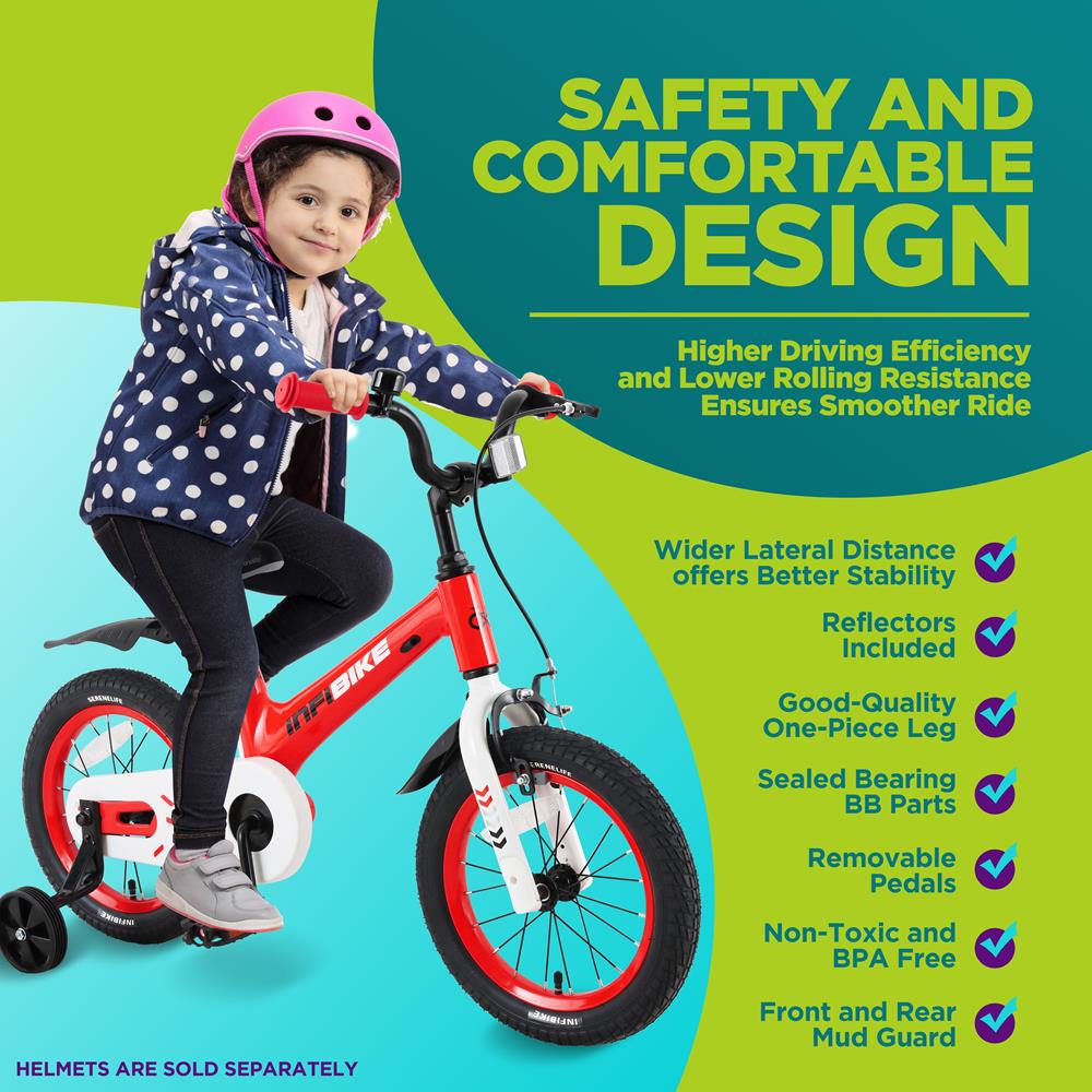 Serenelife Bicycle Kinderfahrrad 14 Zoll mit Stützrädern