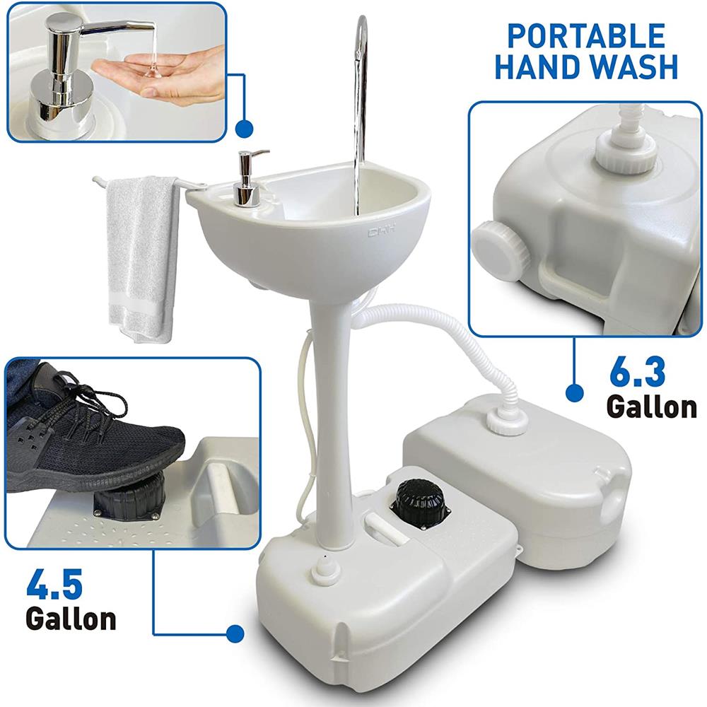 Serenelife Bathroom Waschbecken mobil 17 L mit Fußpumpe