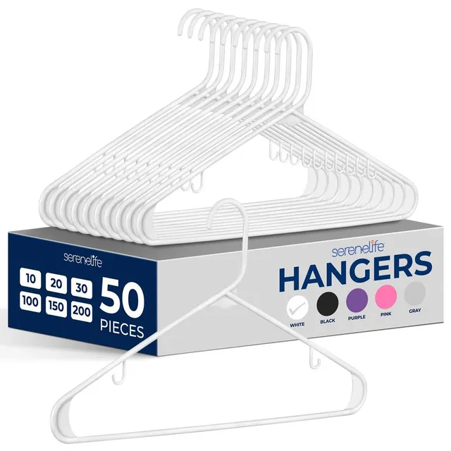 Serenelife Kleiderbügel Weiß Kunststoff 50er Pack