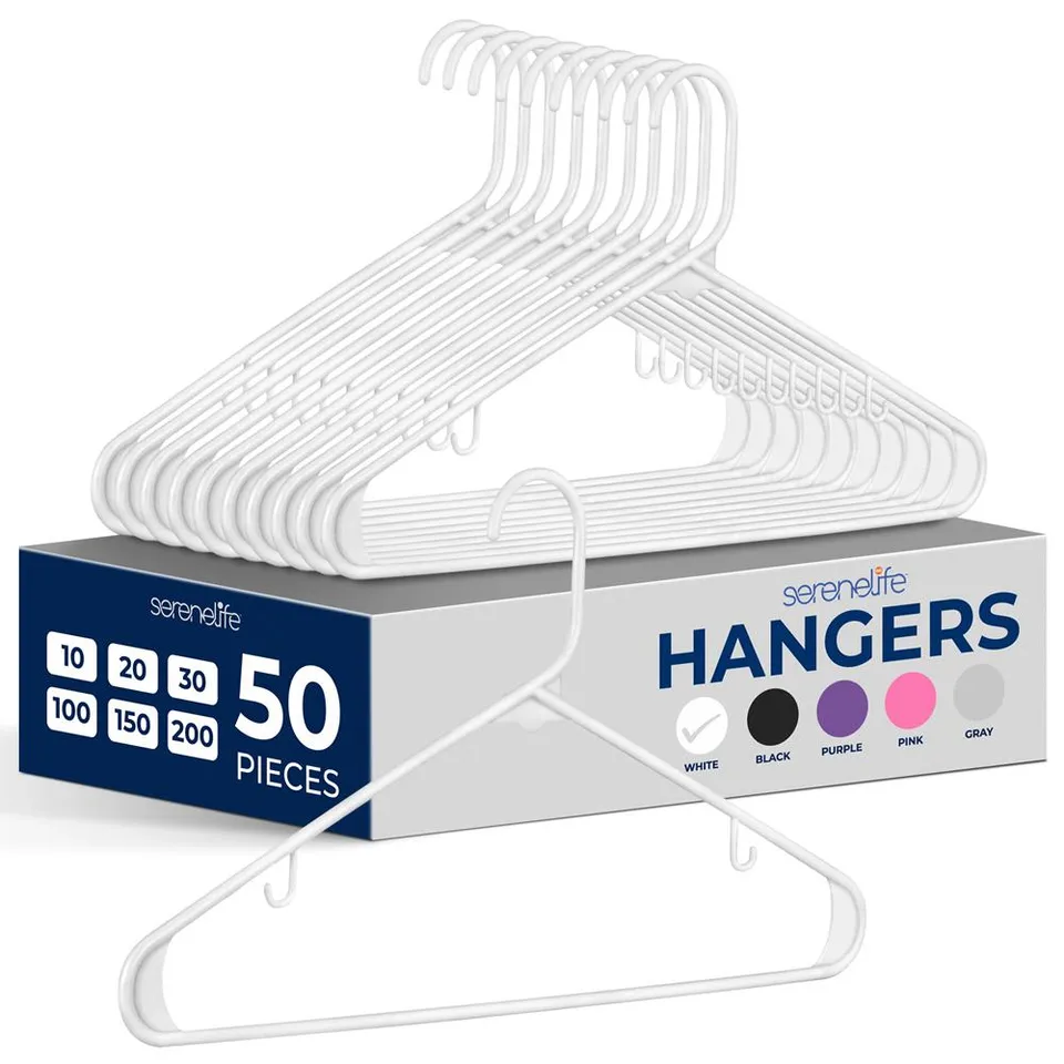 Serenelife Kleiderbügel Weiß Kunststoff 50er Pack