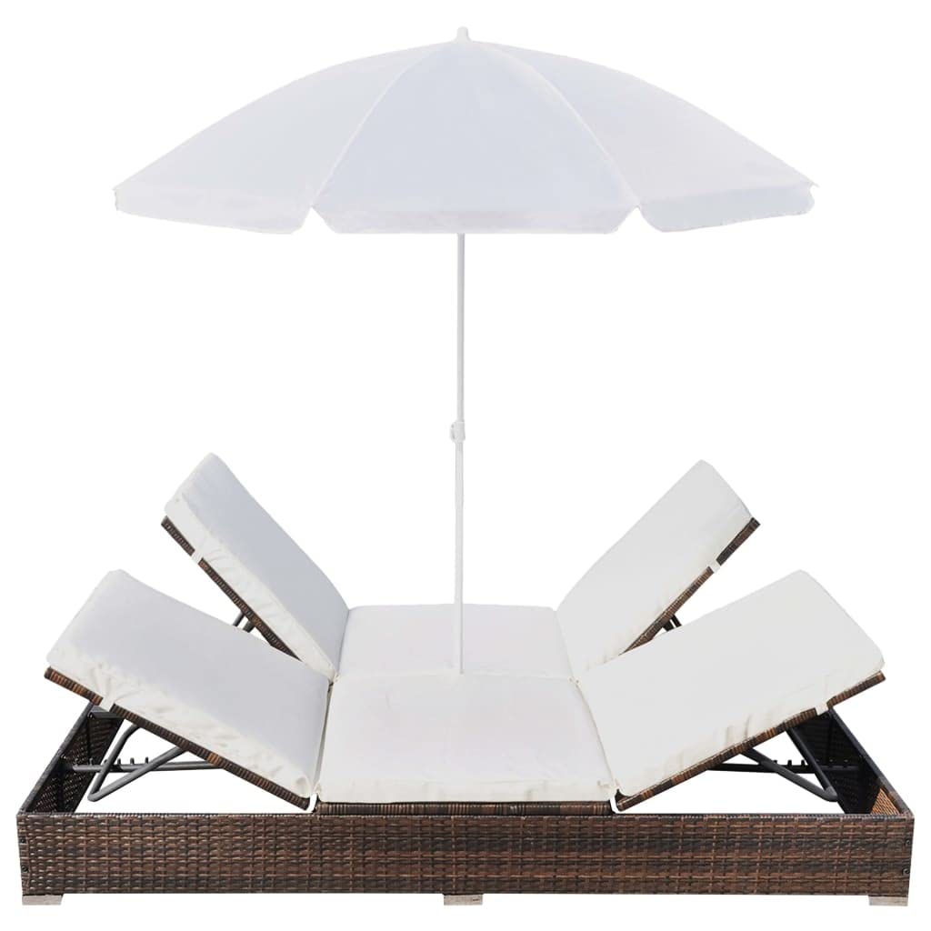 vidaXL Outdoor-Loungebett Braun Rattan Sonnenliege 2 Personen