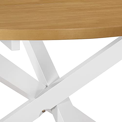 vidaXL Möbel Esstisch rund 120x75 cm Weiß Braun Holz