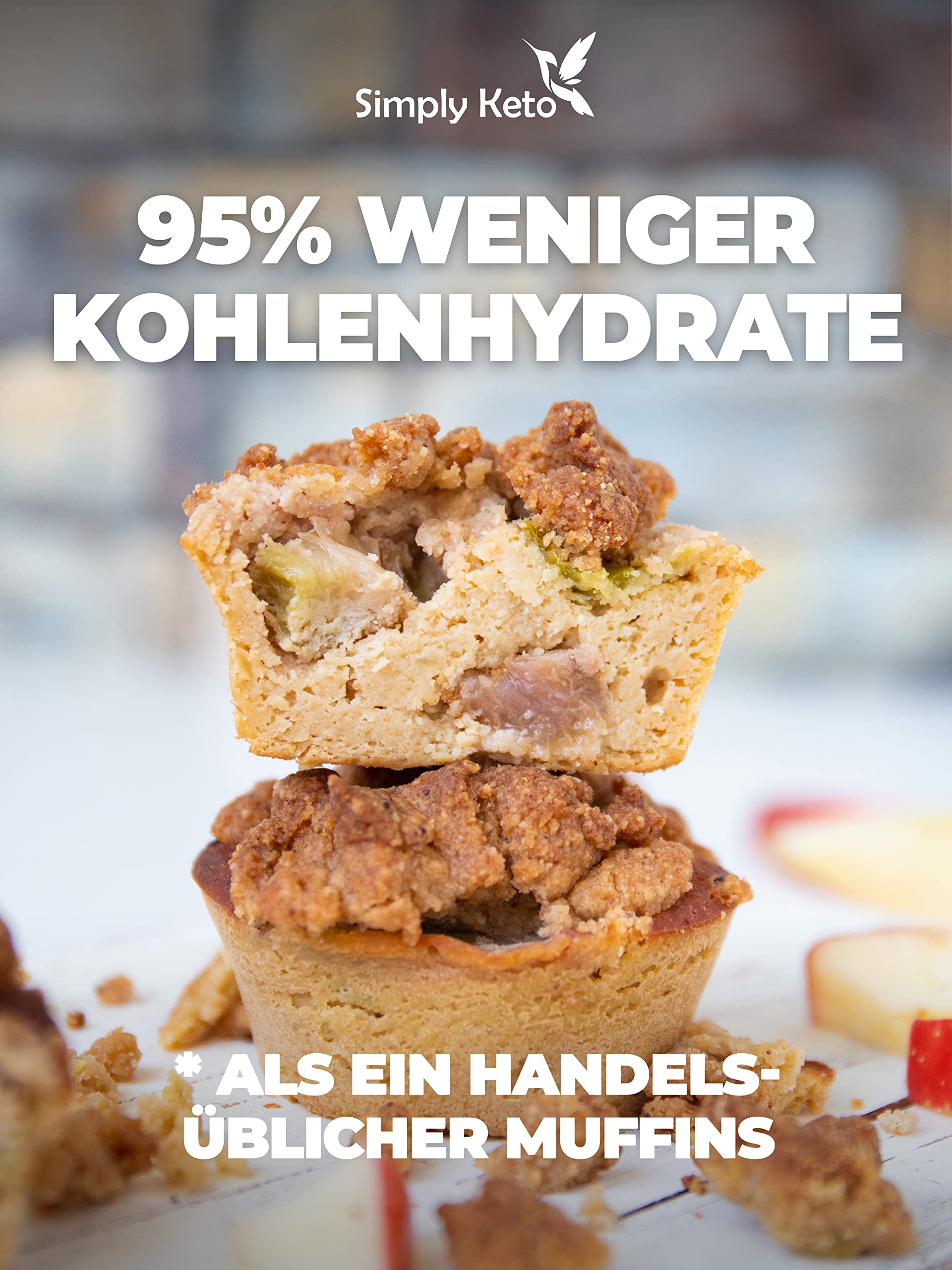 Simply Keto Muffins Apfel-Rhabarber Streusel 2er Pack zuckerfrei