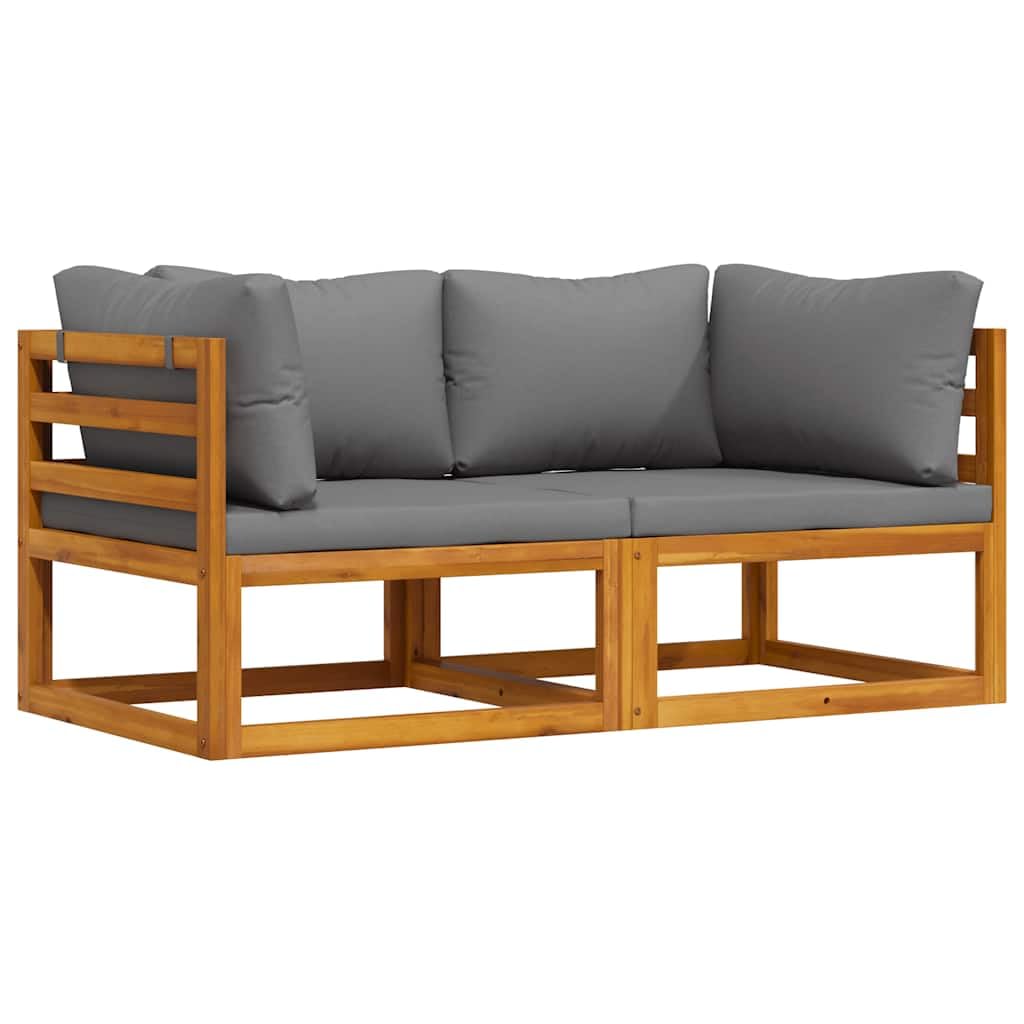 vidaXL Ecksofas Modular Gartensofa Akazie Dunkelgrau 2 Stk.