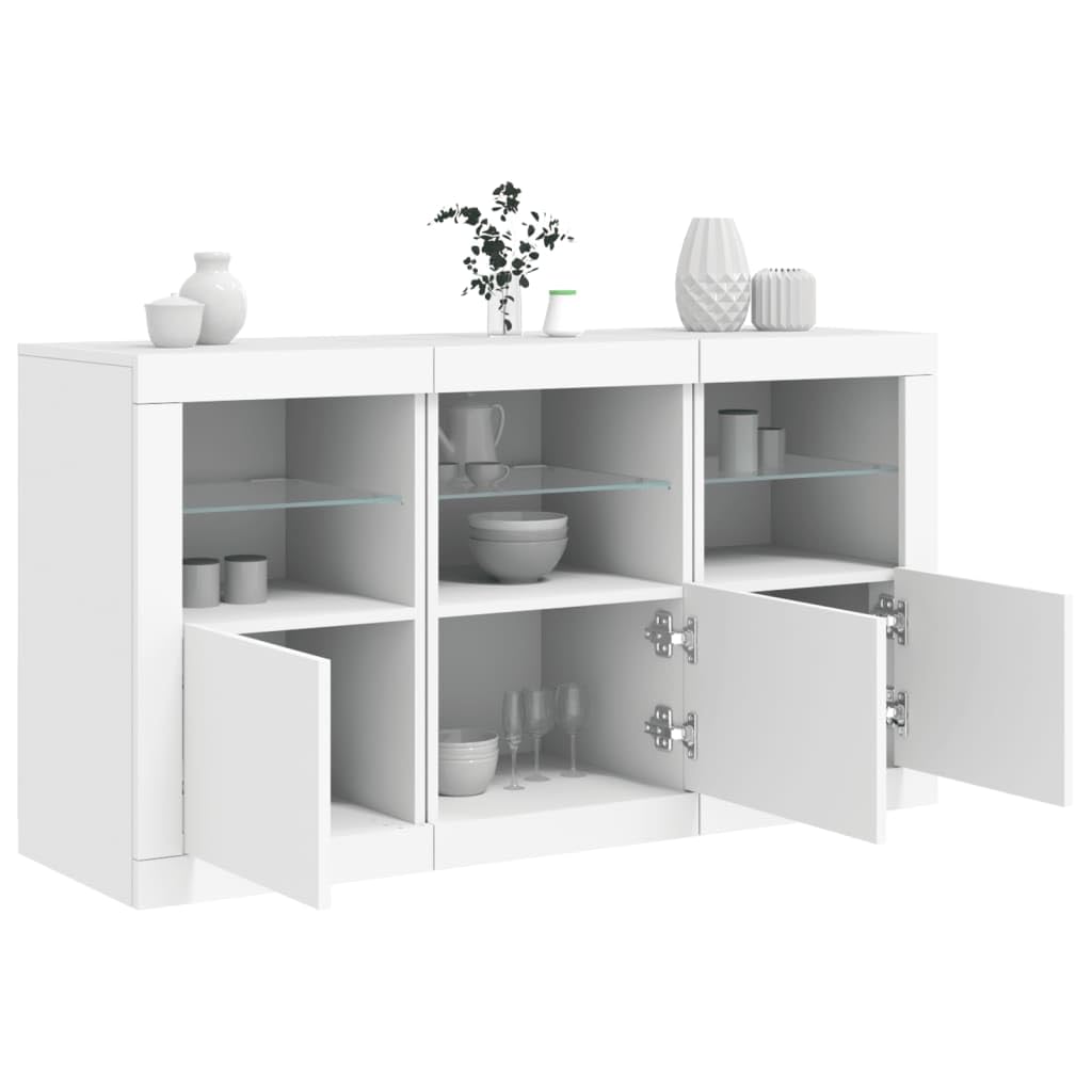 vidaXL Möbel Sideboard Weiß 123x37x67 cm mit LED