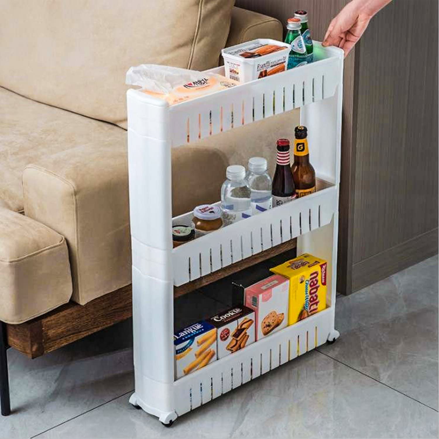 Intirilife Rollwagen Kunststoff weiß 54x12x71cm 3 Ebenen