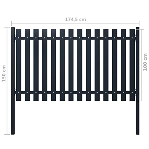 vidaXL Heim & Garten Zaunelement Anthrazit Stahl 174,5x100cm