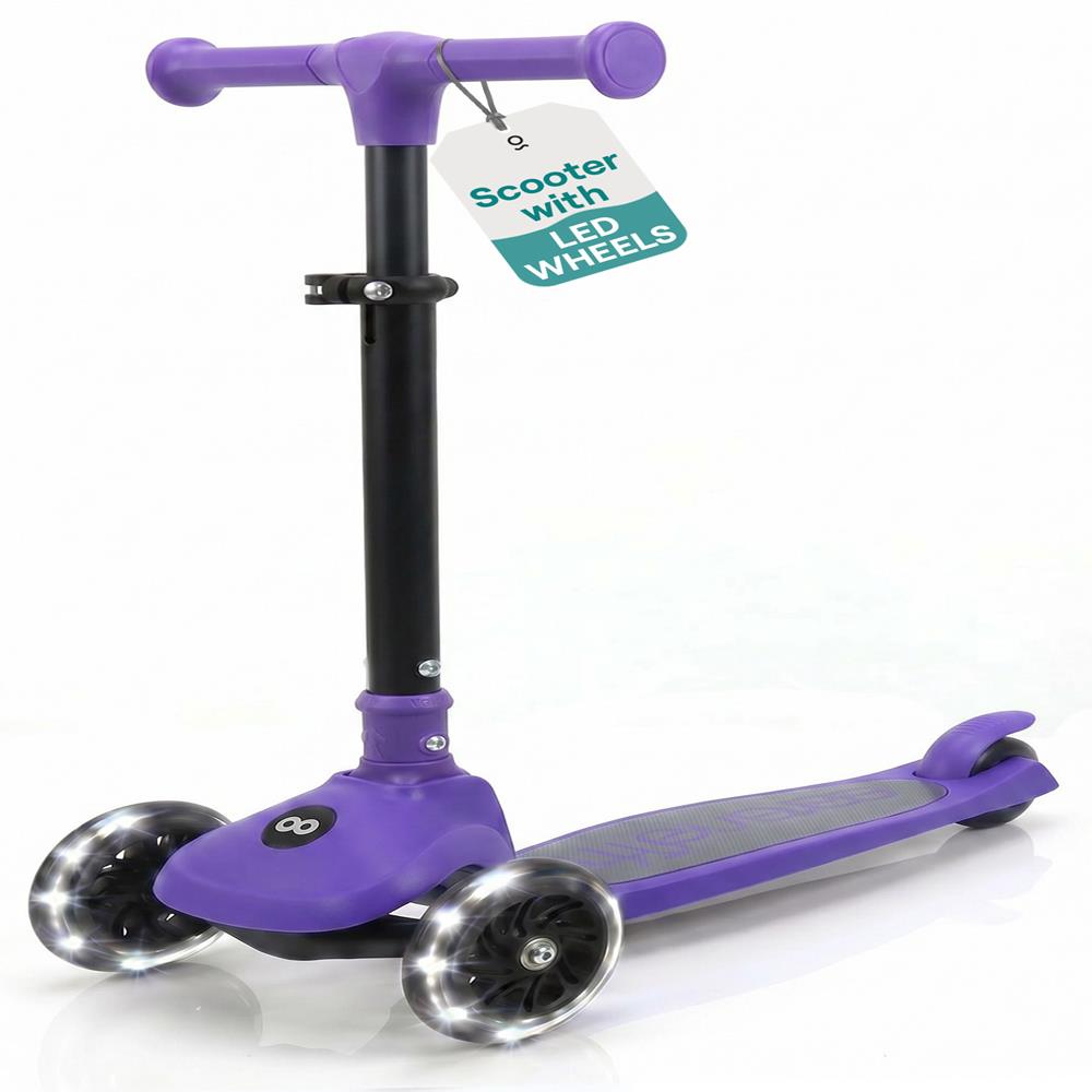 Serenelife Scooters Kinderroller LED Lila verstellbar 3 Räder