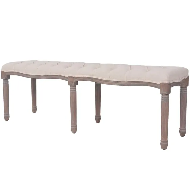 vidaXL Bank Sitzbank 150x40x48 cm Cremeweiß Leinen Holz