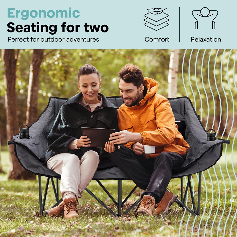 Serenelife Camping Doppelsessel 2 Personen grau 600D
