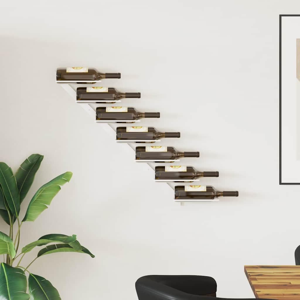 vidaXL Möbel Wand Weinregal Weiß Metall für 7 Flaschen 88cm