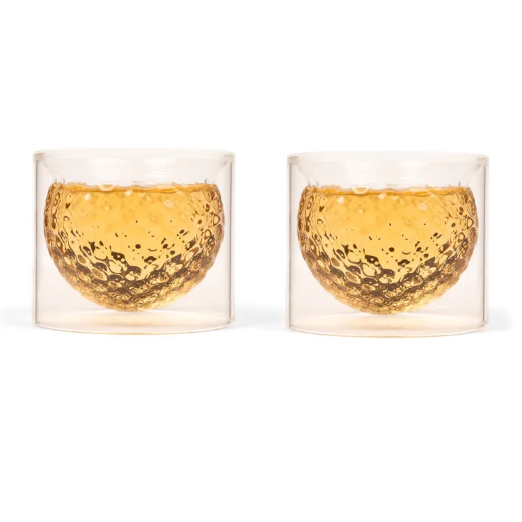 Kikkerland Home Golf Ball Whiskygläser 2er-Set 175 ml doppelwandig